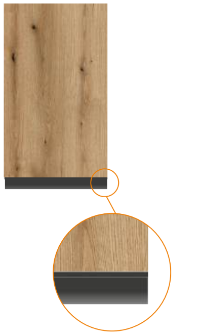 TAFLA L oak front with black recessed handle rail, close-up